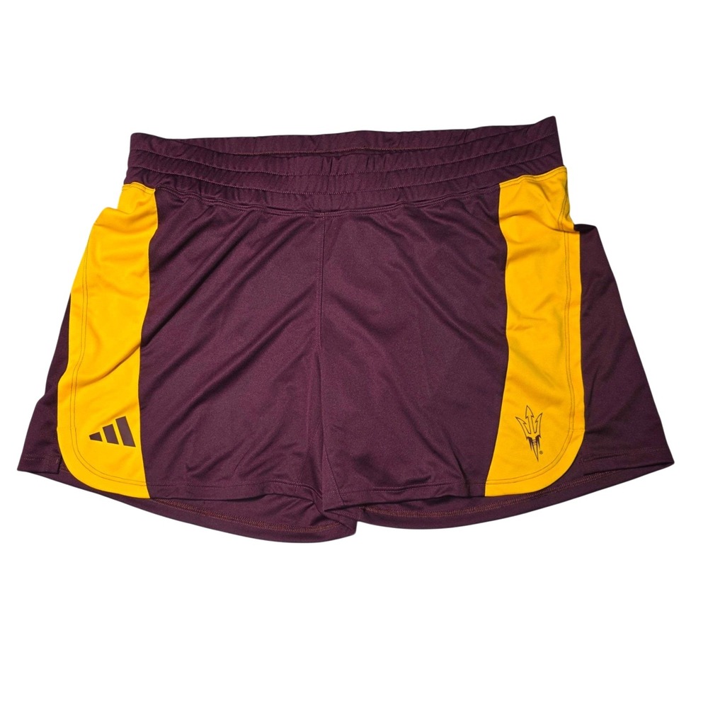 adidas Arizona State Sun Devils D4T Training Shorts Womens Large Maroon Gold NWT